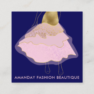 Mode Golden Dress Logo QR Stylist Online Blue Vierkante Visitekaartje