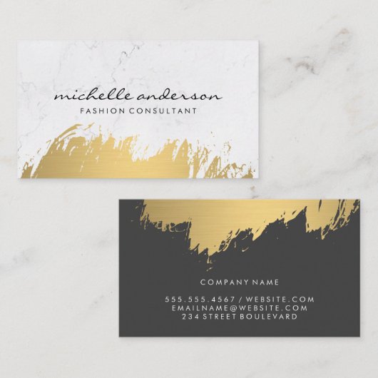 Mode | Goudborstel | Marmer Visitekaartje (Voorkant / Achterkant)