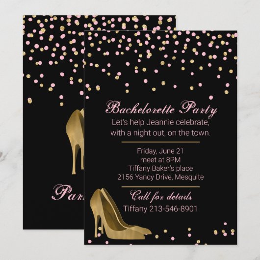 Mode Gouden Stiletto Bachelorette-feest Kaart (Voorkant / Achterkant)