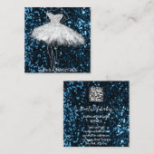 Mode Gray Silver Logo QR Code Blue Navy Vierkante Visitekaartje (Voorkant / Achterkant)