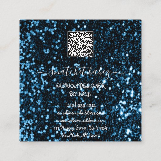 Mode Gray Silver Logo QR Code Blue Navy Vierkante Visitekaartje (Achterkant)