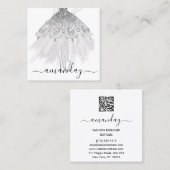 Mode grijs Glitter Dress Logo QR Stylist White Vierkante Visitekaartje (Voorkant / Achterkant)