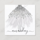 Mode grijs Glitter Dress Logo QR Stylist White Vierkante Visitekaartje (Voorkant)
