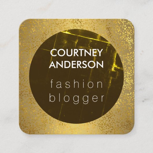 Mode Grunge Luxe Gouden Spikkels Vierkante Visitekaartje (Voorkant)