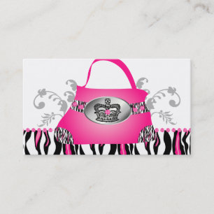 Mode Handbag Kroonkroon Roze Zebra Visitekaartje