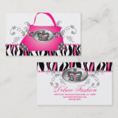 Mode Handbag Kroonwant Roze Zebra Floral Visitekaartje (Voorkant / Achterkant)