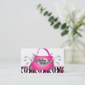 Mode Handbag Kroonwant Roze Zebra Floral Visitekaartje (Staand voorkant)