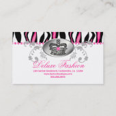 Mode Handbag Kroonwant Roze Zebra Floral Visitekaartje (Achterkant)