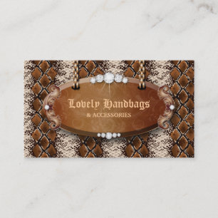 Mode handtas met lade leder snakeskin Brown Visitekaartje