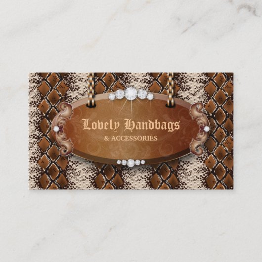 Mode handtas met lade leder snakeskin Brown Visitekaartje (Voorkant)