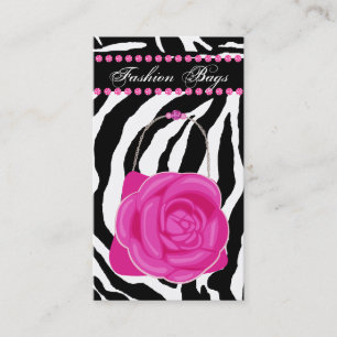 Mode handtas Roos Roze diamanten Zebra Visitekaartje