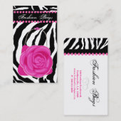 Mode handtas Roos Roze diamanten Zebra Visitekaartje (Voorkant / Achterkant)
