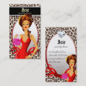 Mode handtas Visitekaartje Rood leopard beige (Voorkant / Achterkant)