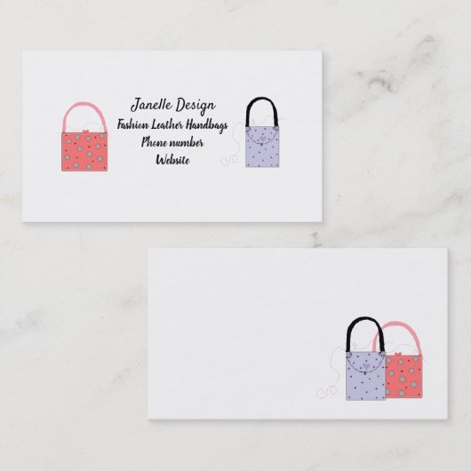 Mode handtassen Visitekaartje (Voorkant / Achterkant)