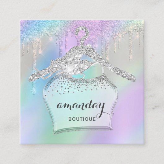 Mode Hanger Dress Boutique Drift Blue Vierkante Visitekaartje (Voorkant)