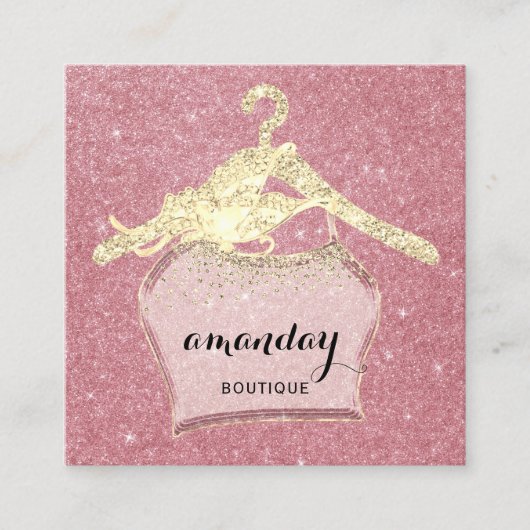 Mode Hanger Dress Boutique QR Code Logo Vierkante Visitekaartje (Voorkant)