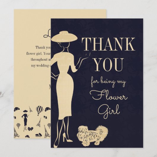 Mode Hartelijk dank, Bloemenmeisje-kaart Bedankkaart (Voorkant / Achterkant)