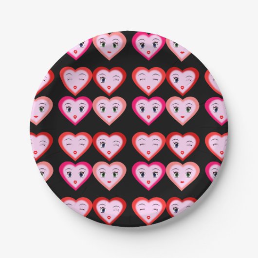 Mode Heart Emoji Emoticons Papieren Bordje (Voorkant)