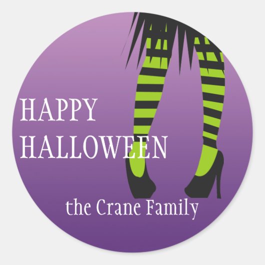 Mode heks kostuum streep benen Halloween label (Voorkant)