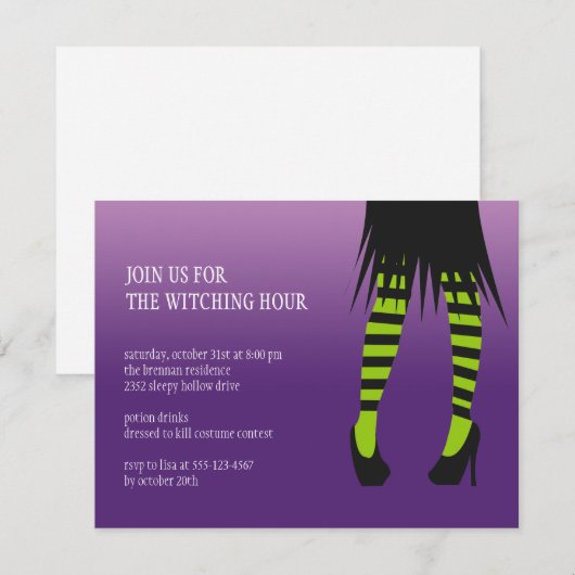 Mode heksen stripe poot Halloween party Kaart (Voorkant / Achterkant)