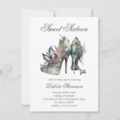  Mode High Heel en Floral Sweet 16 Kaart (Voorkant)