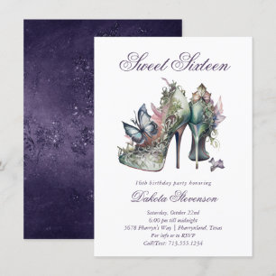 Mode High Heel en Floral Sweet 16 Kaart