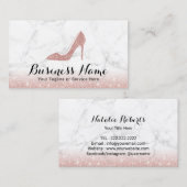 Mode hoge tonen Roos Gold Glitter Marble Visitekaartje (Voorkant / Achterkant)
