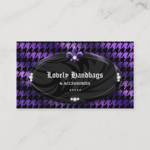 Mode Houndstooth Fleur de lis Jewelry Paars Bl. Visitekaartje