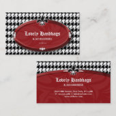 Mode Houndstooth Fleur de lis Jewelry Red Bl Visitekaartje (Voorkant / Achterkant)