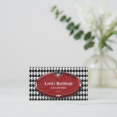Mode Houndstooth Fleur de lis Jewelry Red Bl Visitekaartje (Staand voorkant)