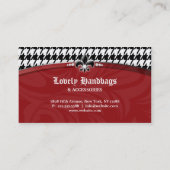 Mode Houndstooth Fleur de lis Jewelry Red Bl Visitekaartje (Achterkant)