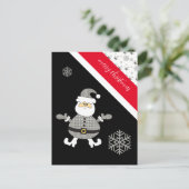 Mode Houndstooth Schotse ruit Santa met de Sneeuwv Briefkaart (Staand voorkant)