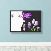 Mode illustratie Bloemen paarse krokus girly Canvas Afdruk (Insitu (Houten vloer))