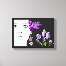Mode illustratie Bloemen paarse krokus girly Canvas Afdruk