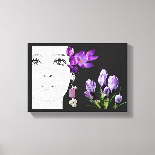 Mode illustratie Bloemen paarse krokus girly Canvas Afdruk (Voorkant)