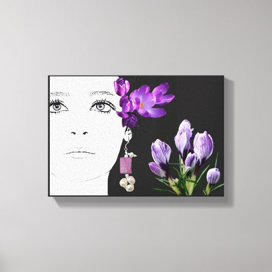 Mode illustratie Bloemen paarse krokus girly Canvas Afdruk (Voorkant)