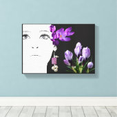 Mode illustratie Bloemen paarse krokus girly Canvas Afdruk (Insitu (Houten vloer))