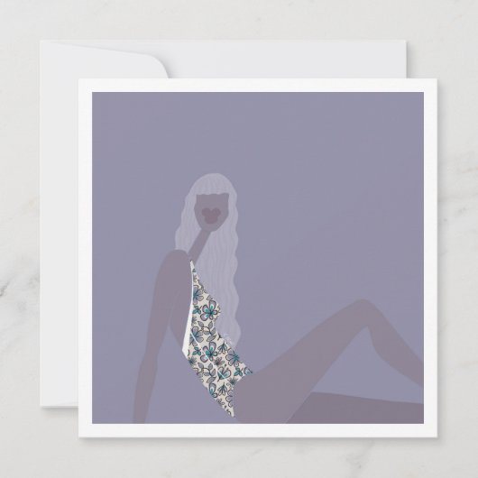 Mode-illustratie Chic Vrouw Paars Moderne Kunst Kaart (Voorkant)