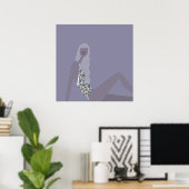 Mode-illustratie Chic Vrouw Paars Moderne Kunst Poster (Thuiskantoor)