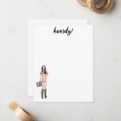 Mode illustratie cowgirl kaarten notitiekaartje (Voorkant / Achterkant in situ)
