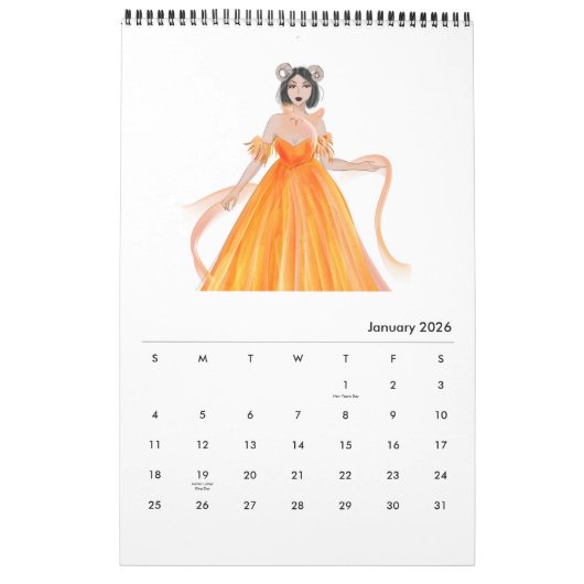 Mode illustratie, dierenriemtekens, dierenriem kalender (Jan 2026)