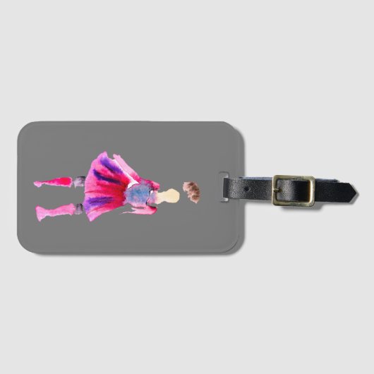 Mode illustratie figuren kunst waterverf bagagelabel (Voorkant (horizontaal))