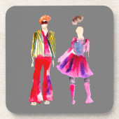 Mode illustratie figuren kunst waterverf bier onderzetter (Voorkant)