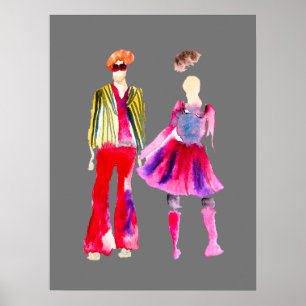Mode illustratie figuren kunst waterverf poster