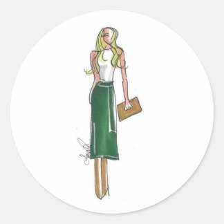 Mode-illustratie groene jurkstickers ronde sticker