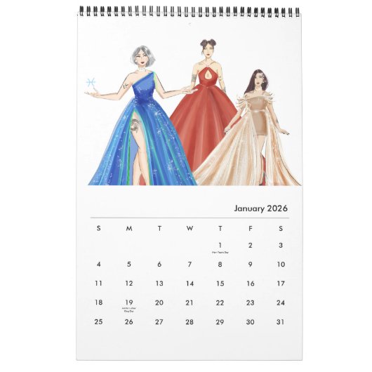 Mode illustratie kalender (Jan 2026)
