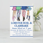 Mode-illustratie Kreeften Kook Clambake Feestje Kaart (Staand voorkant)