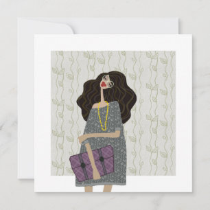 Mode-illustratie-kunstkaart voor terug naar school kaart