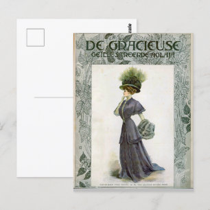  Mode Illustratie Lady Botanisch Pet Briefkaart