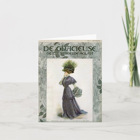  Mode Illustratie Lady Botanisch Pet Kaart (Voorkant)